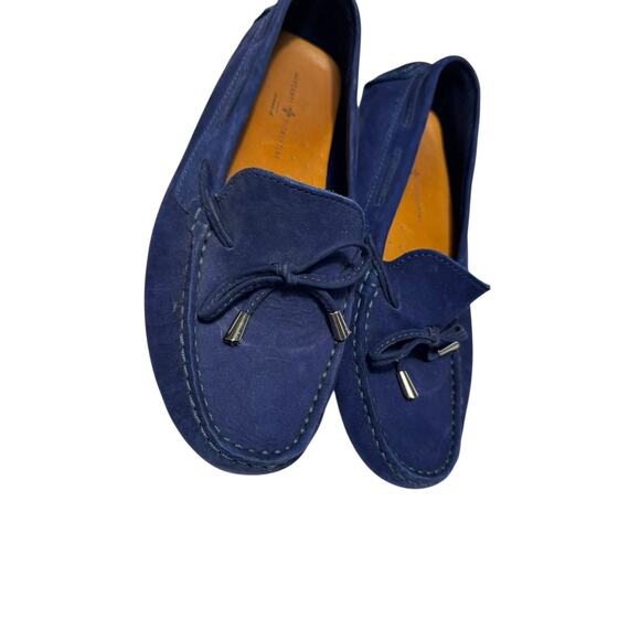 Mercanti Fiorentini Mens 7 B Blue Suede Leather Driving Loafers Slip On Italian - Picture 2 of 13